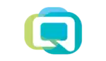 A stylized letter Q surrounded with blue, green and teal shapes