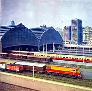 Ferrocarriles Argentinos rolling stock outside Retiro Mitre station (1968)