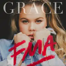 The cover consists of the artist wearing a denim jacket, giving a melancholic look as she rolls her hands into fists and puts them close to her mouth. The artist's name is placed above her forehead and boldly written in white. The album title is colored in red with a lipstick design.