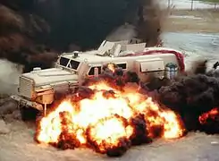 MRAP (Cougar variant) being blast tested