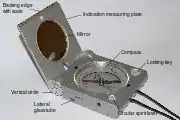 Setup of a modern geological compass after Prof. Clar (Freiberger), total view