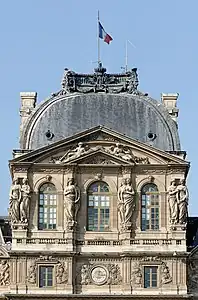 Baroque caryatids on the upper part of the Pavillon de l'Horloge on the Cour Carrée of the Louvre Palace, by Gilles Guérin and Philippe De Buyster after Jacques Sarazin, mid 17th century