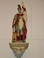 Statue of Saint Florian, located above the altar at Saint Florian Catholic Church in Ino, Wisconsin, United States