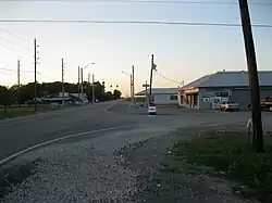 The view northwest from the Farmers Co-op Gin is of a few local businesses.