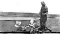 Fairway Island, early 1920s. Subject unidentified. Photo by Hudson's Bay Company employee Capt. George Cleveland of the motor schooner Fort Chesterfield.