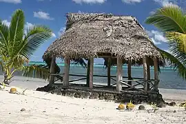 Beach fale on Manono Island