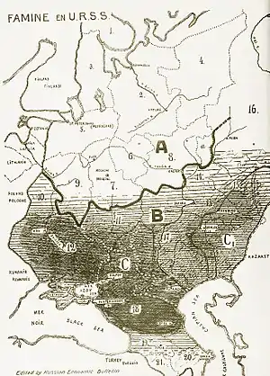 Image 9The Soviet famine of 1930–1933, with areas where the effects of famine were most severe shaded (from Soviet Union)