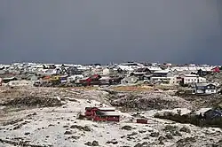 View north from the Eystari Ringvegur over the Hoydalar area towards the Ovastu Hoydalar neighbourhood