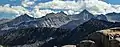 Mt. Farquhar (left), North Guard (center), Mt. Brewer (right), from southwest.