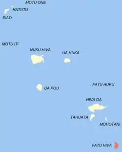 Location of the commune (in red) within the Marquesas Islands