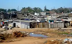 Slum corridor at the entrance of the city