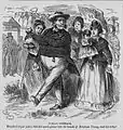 1869 cartoon: "Female suffrage: Wouldn't it put just a little too much power into the hands of Brigham Young, and his tribe?"