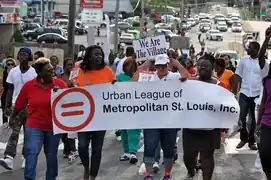 People marching in Ferguson, Missouri