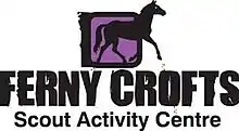 The logo of Ferny Crofts Scout Activity Centre. It features a black silhouette of a horse in a purple square.