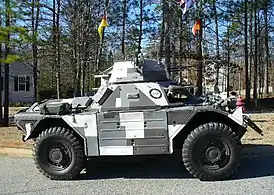 A Ferret Scout Car in "Berlin camouflage"