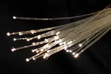 A bunch of pale yellow semi-transparent thin strands, with bright points of white light at their tips.