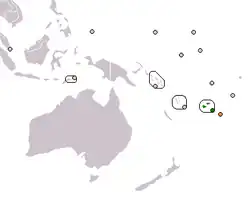 Map indicating locations of Fiji and Tonga