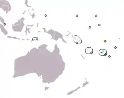 Map indicating locations of Fiji and Tuvalu