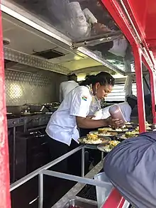 Chef plating food