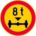 No vehicles having a weight exceeding [...] tonnes on one axle  (formerly used )