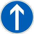 Direction to be followed (straight ahead only)  (formerly used )