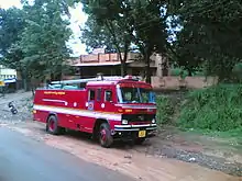 An old Tata engine of the Kerala Fire Force.