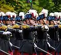 Cadets of the ESM Saint-Cyr in full uniform. The gold epaulettes shown are those of cadet officers, while those of ordinary cadets are red.