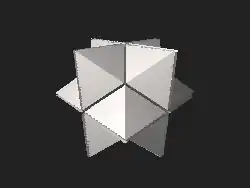 3D model of decomposition into 12 pyramids and 4 half-cubes