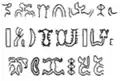 Bottom. The third glyph of the third row (38, a bulb with four wavy "legs", top and bottom) is rare.