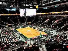 The seating bowl and court inside the Fiserv Forum.