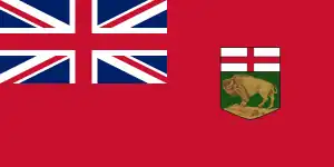 Manitoba's provincial flag, one of two Canadian provinces to use the UK's national flag in their cantons.