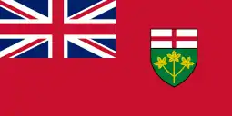 Ontario's provincial flag, one of two Canadian provinces to use the UK's national flag in their cantons.