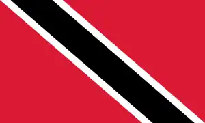 Flag of Trinidad and Tobago (charged fimbriated diagonal bicolour)