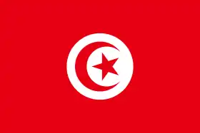 Flag of Tunisia (crescent facing single star)