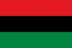 The Pan-African flag, a simple horizontal triband.