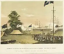 Flag raising Labuan 24 Dec 1846