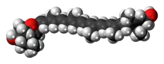 Space-filling model of the flavoxanthin molecule