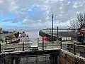 The ferry berthed at Fleetwood, looking across to Knott End