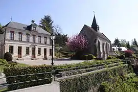 The town hall and church of Fleury