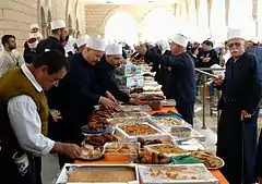 Druze dignitaries celebrating the Nabi Shu'ayb festival at the tomb of the prophet in Hittin