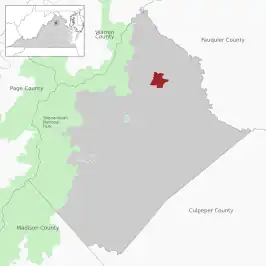 Location of the Flint Hill CDP within Rappahannock County