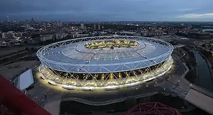 Overhead view of London Stadium, home to West Ham United since 2016