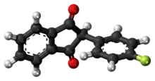 Ball-and-stick model of the fluindione molecule