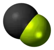 Space-filling model of the fluoromethylidyne radical