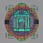 Hologram on a 100 euro (series ES1)