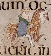 Horseman in folio 255 verso (Luke), Book of Kells, 9th century