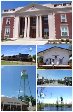 Top, left to right: Charlton County Courthouse, Folkston Funnel, Folkston Train Museum, City Hall, Downtown Folkston, Okefenokee Swamp