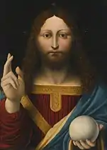 Lombard follower of Leonardo da Vinci (possibly Marco d'Oggiono), Salvator Mundi (16th century), private collection, formerly the Art Gallery of Ontario.