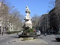 Font de Diana (1919), of Venanci Vallmitjana, Gran Via amb Roger de Llúria.