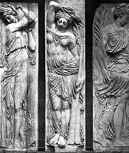 Stone reliefs of nymphs by Jean Goujon, Fontaine des Innocents (1547–50)